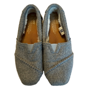 TOMS Classic Drizzle Grey Wool/Faux Shearling Women’s Size 6 slip ons